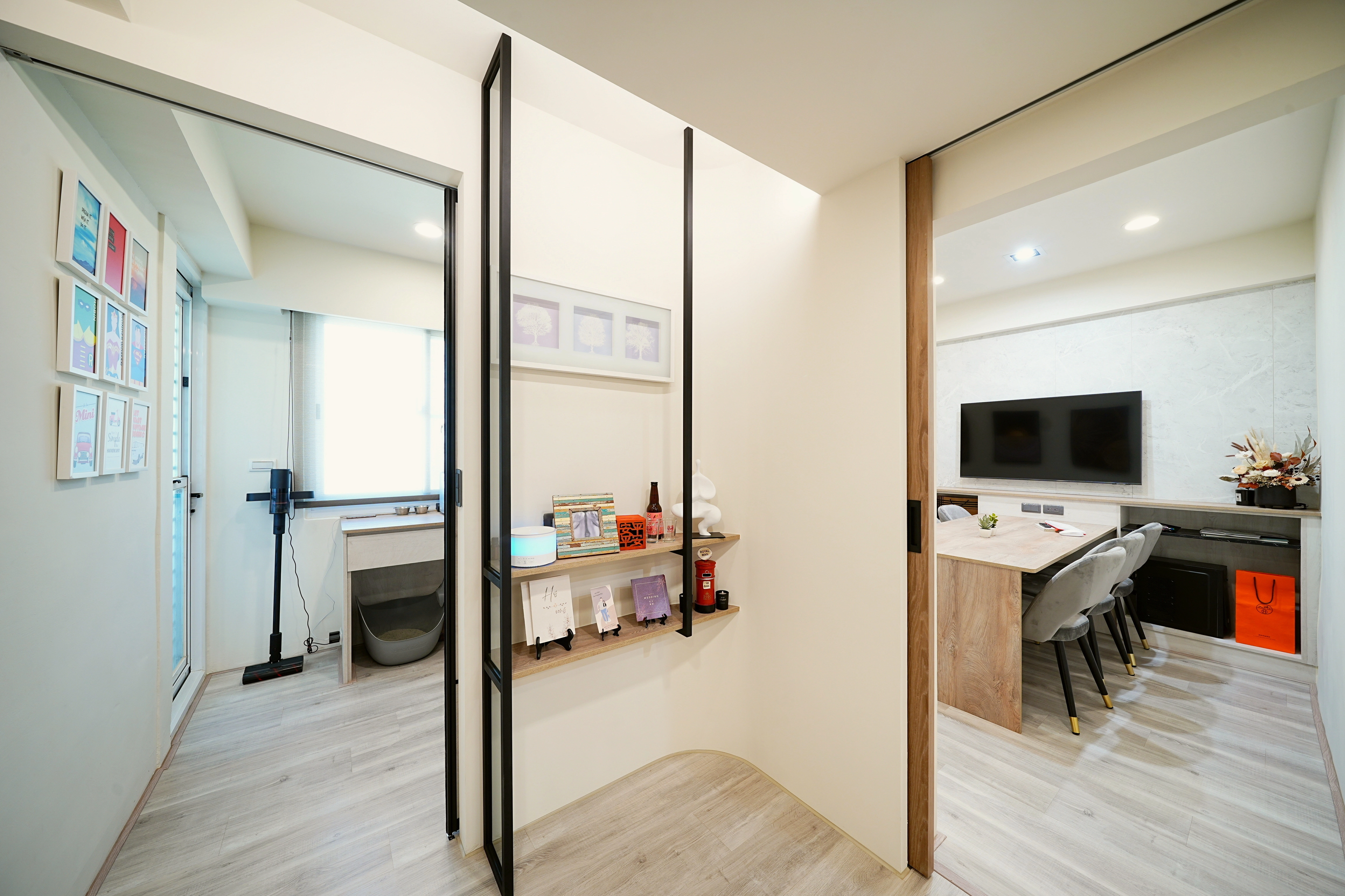 台南辦公室設計，淺色線條簡約現代風，德盈打造高效開闊的台南商空設計。