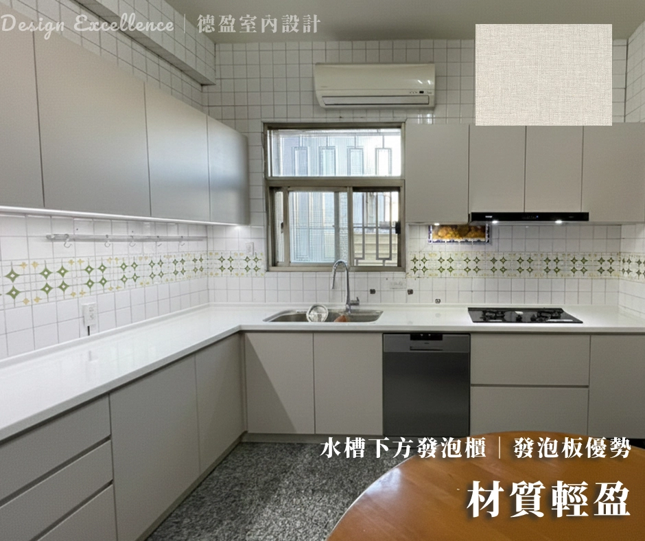 發泡板輕盈好安裝，無木質成分天生防白蟻，德盈從根本杜絕蟲害。