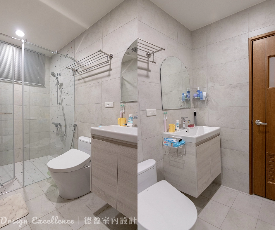 發泡板純塑膠不喝水，比系統板更耐受潮、不變形，德盈浴室櫃首選。